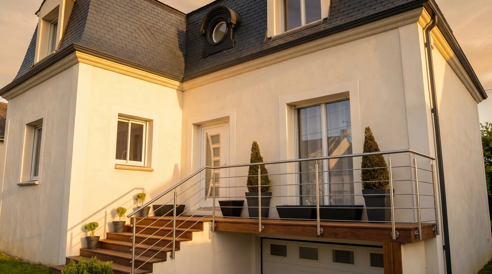 Garde-corps terrasse barres inox